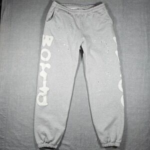 Sp5der Worldwide 555555 Sweatpants Heather Grey Puff Print Stars Mens XL